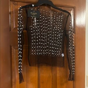 Be Scene Weaver Black Silver Embellished Blouse